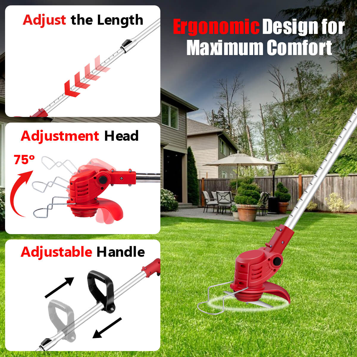 Cordless Weed Wacker for DIYers – 3-in-1 Electric String Trimmer & Brush Cutter, Adjustable for Home Improvement & Landscaping-3