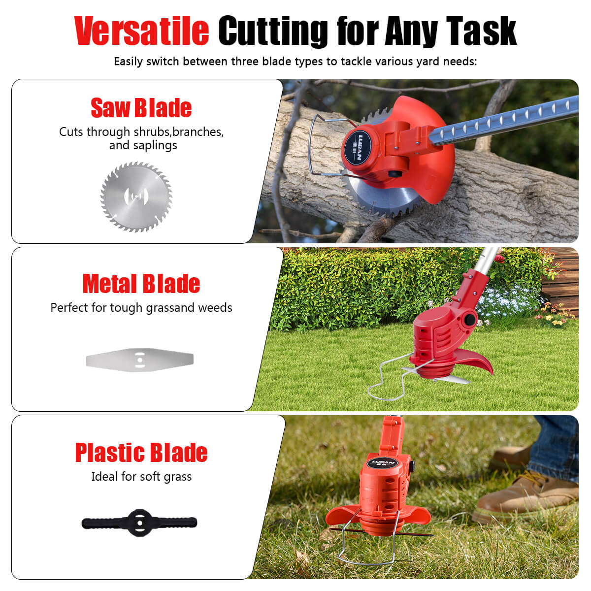 Cordless Weed Wacker for DIYers – 3-in-1 Electric String Trimmer & Brush Cutter, Adjustable for Home Improvement & Landscaping-4