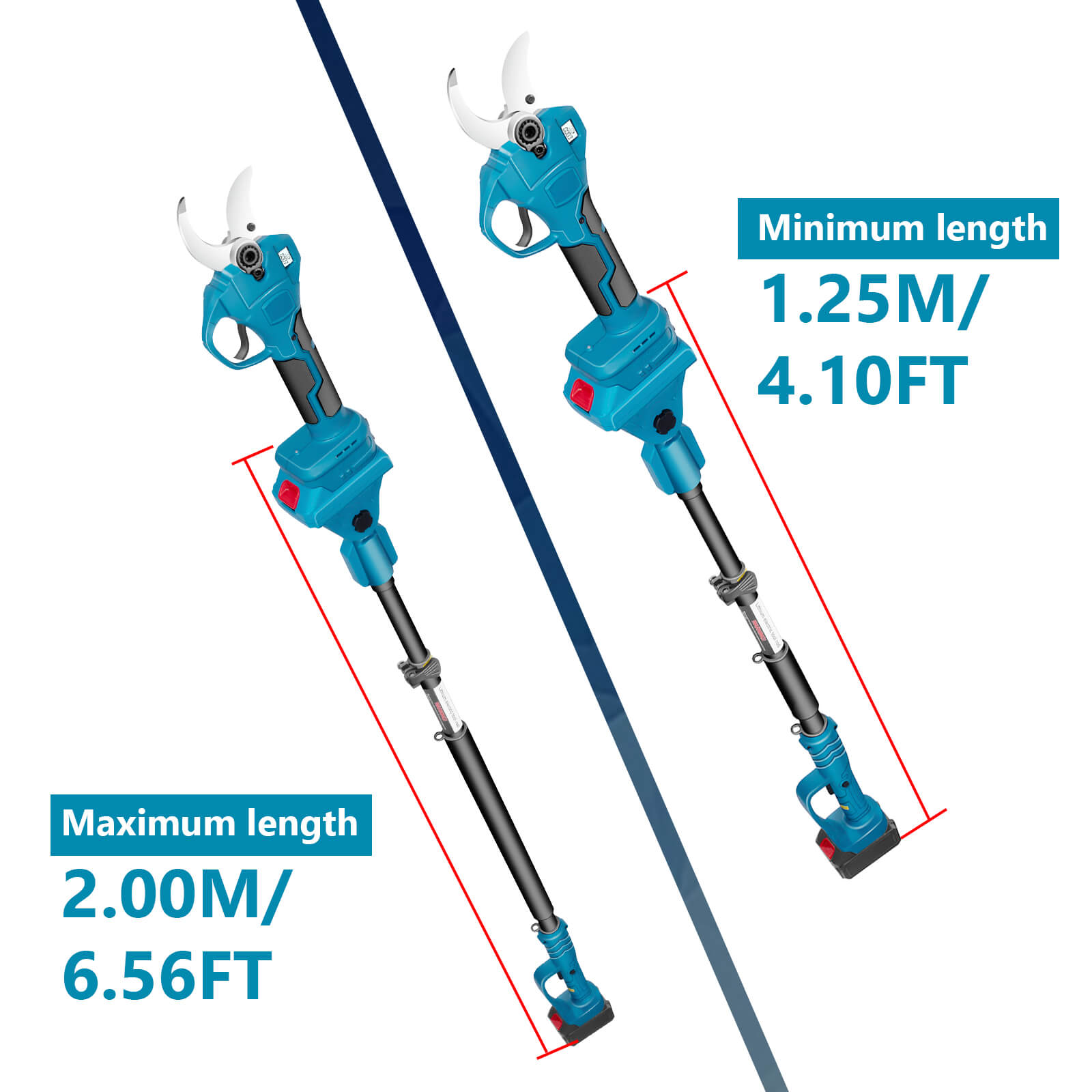 Reindeer 3 in 1 Extension Pole Cordless 6 inch Mini Chainsaw and electric pruning shears with 2 Battery for Tree Trimming-4