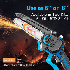 6" and 8" Cordless Mini Chainsaw Brushless Motor & Auto Oiler 3.0Ah Battery
