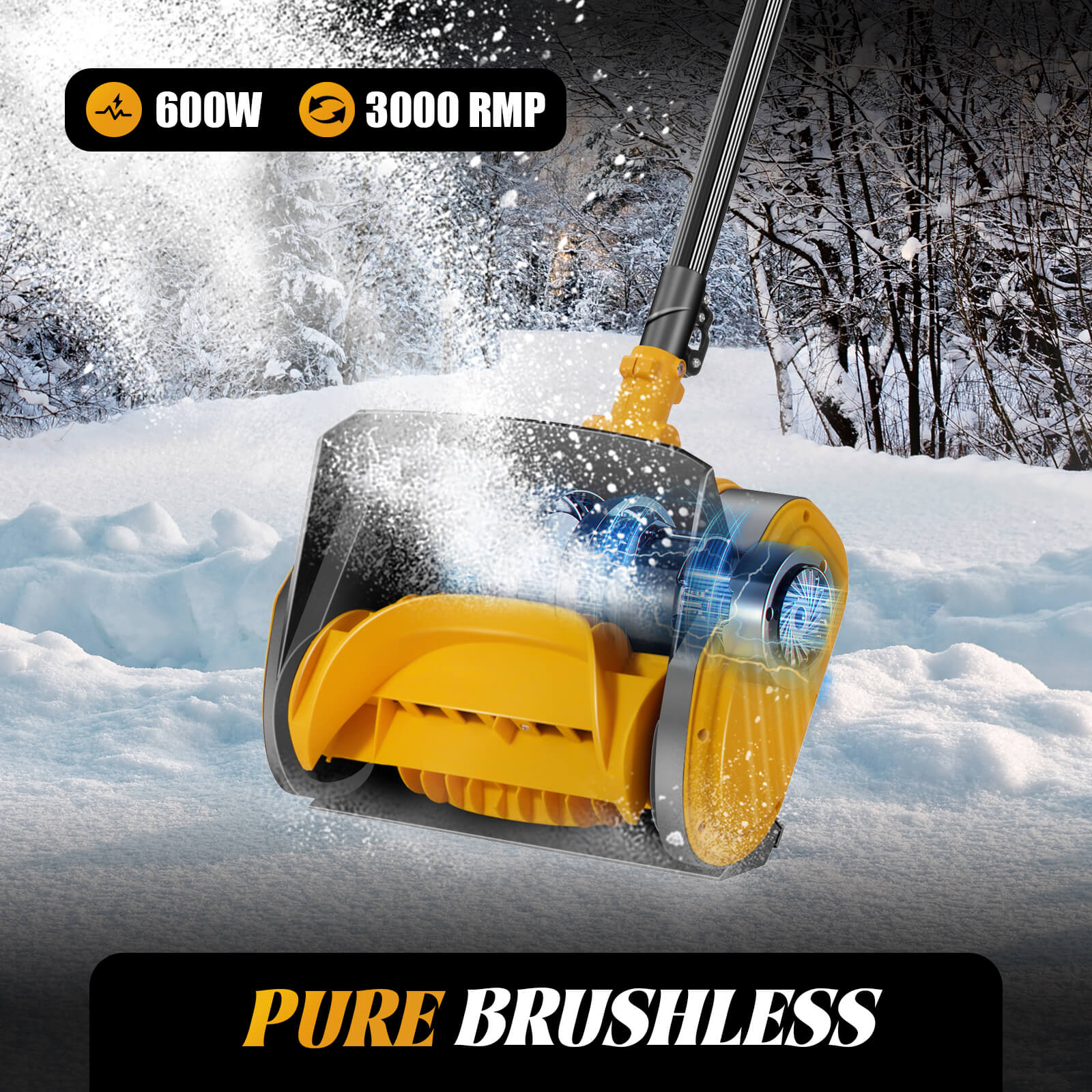 Reindeer Power Snow Shovel Cordless, Lightweight & Efficient for Driveways & Sidewalks-2