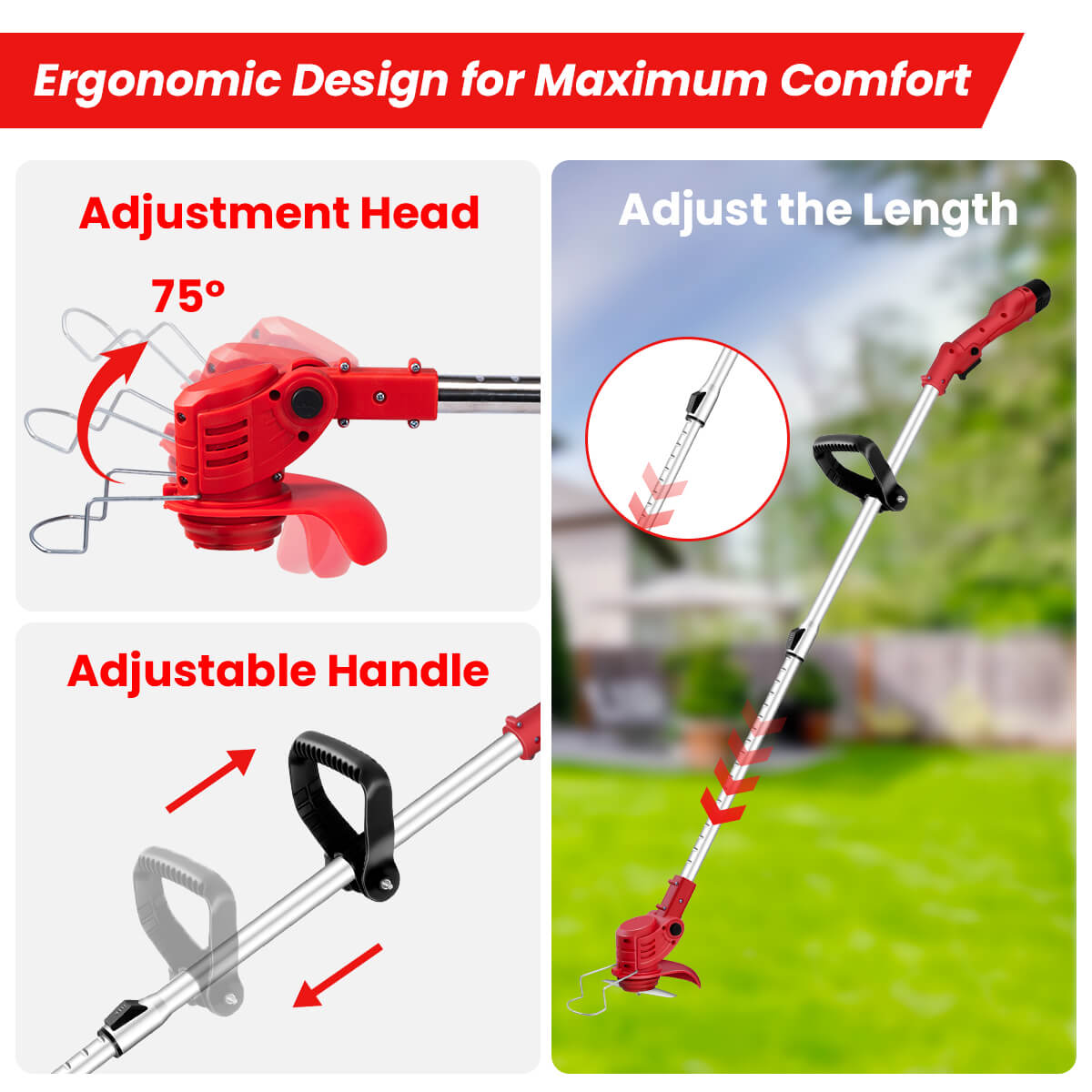 Reindeer RGL100 12V Cordless Weed Wacker – 3-in-1 Lightweight Electric Grass Trimmer & Brush Cutter for Home & Garden, 6″ Blade, 3.0Ah Battery-2