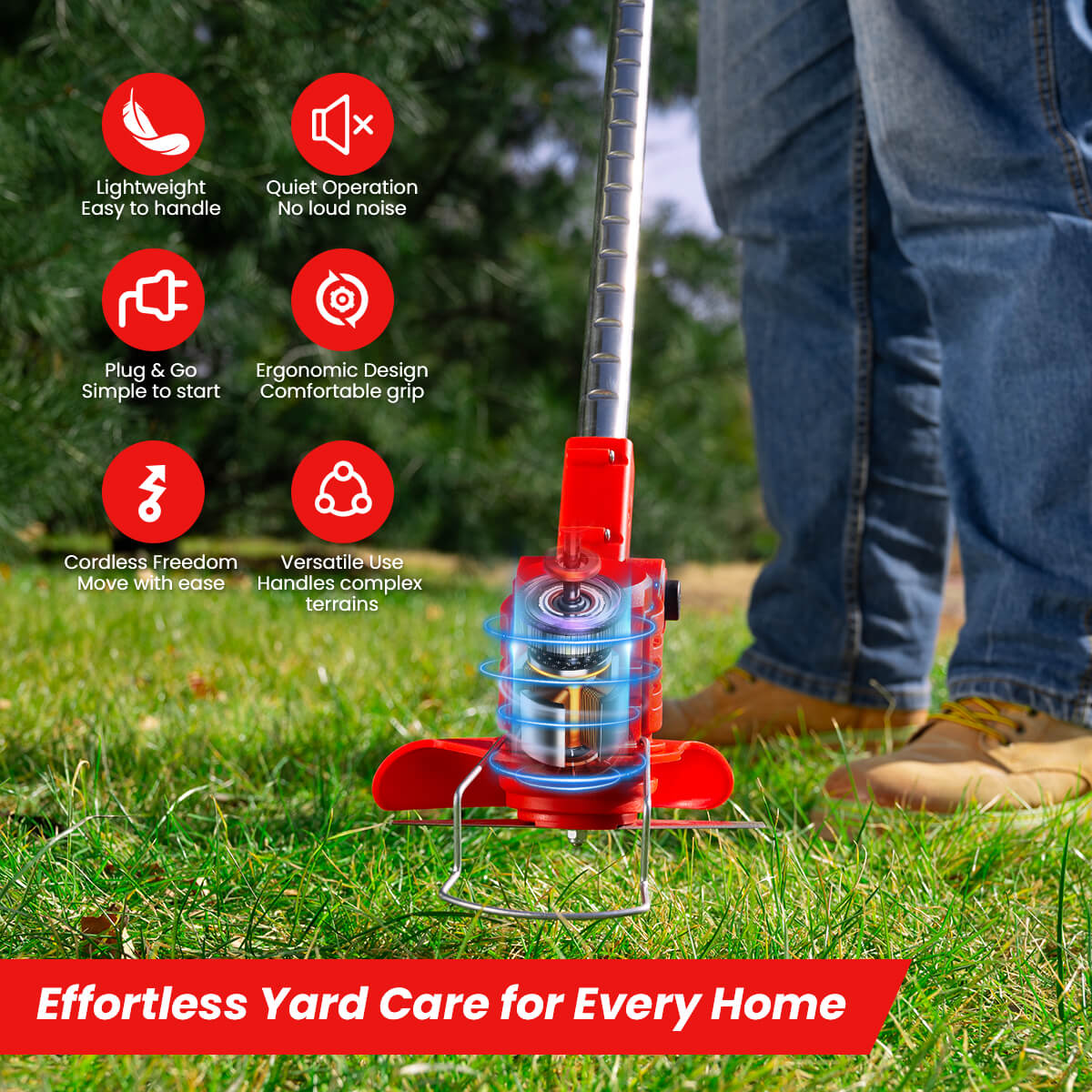 Reindeer RGL100 12V Cordless Weed Wacker – 3-in-1 Lightweight Electric Grass Trimmer & Brush Cutter for Home & Garden, 6″ Blade, 3.0Ah Battery-4