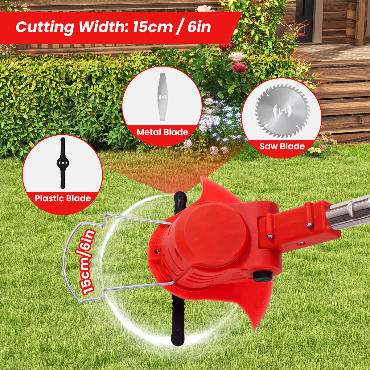Reindeer RGL100 12V Cordless Weed Wacker – 3-in-1 Lightweight Electric Grass Trimmer & Brush Cutter for Home & Garden, 6″ Blade, 3.0Ah Battery-5
