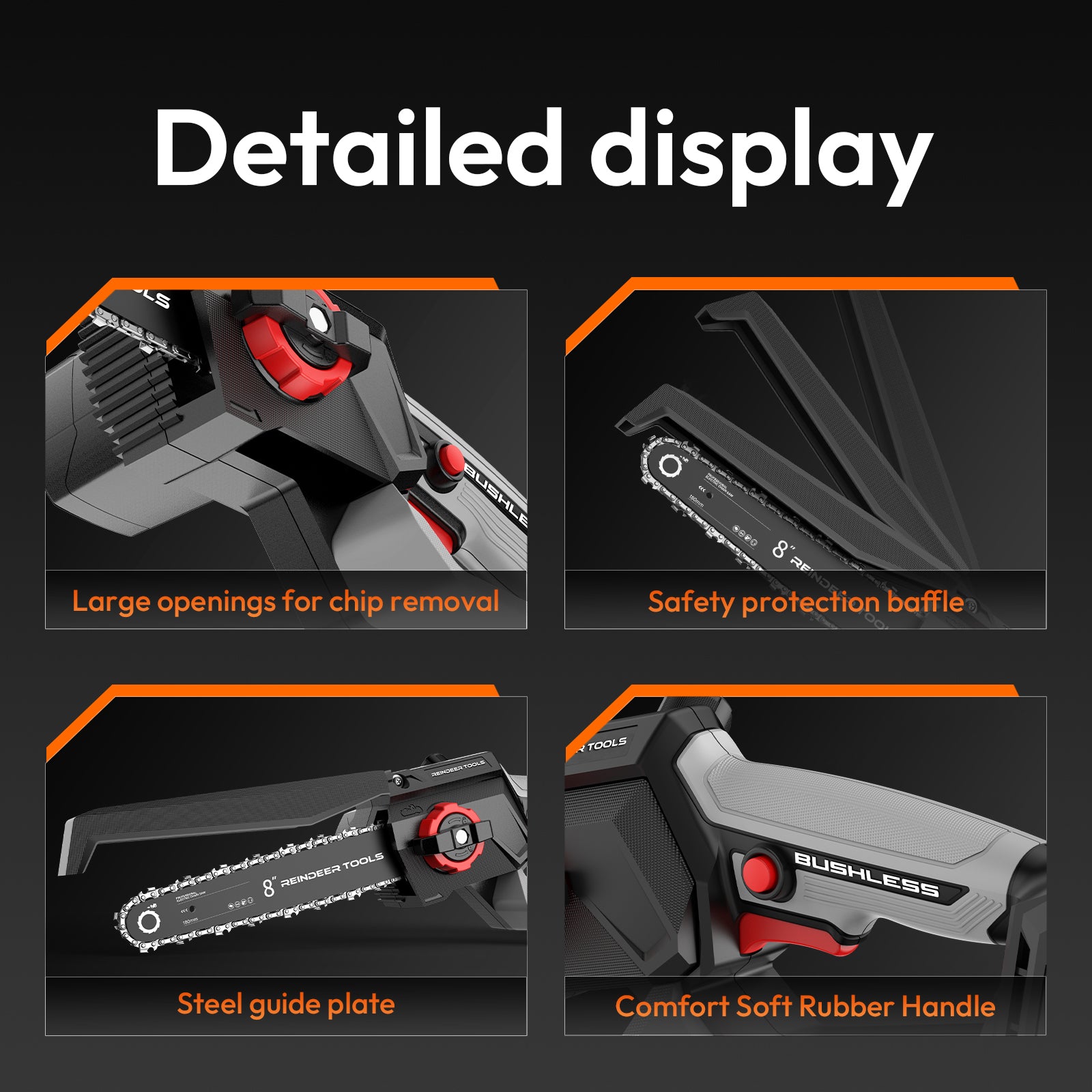 Reindeer Tools Dasher Cordless Mini Chainsaw – 6" / 8" Kit