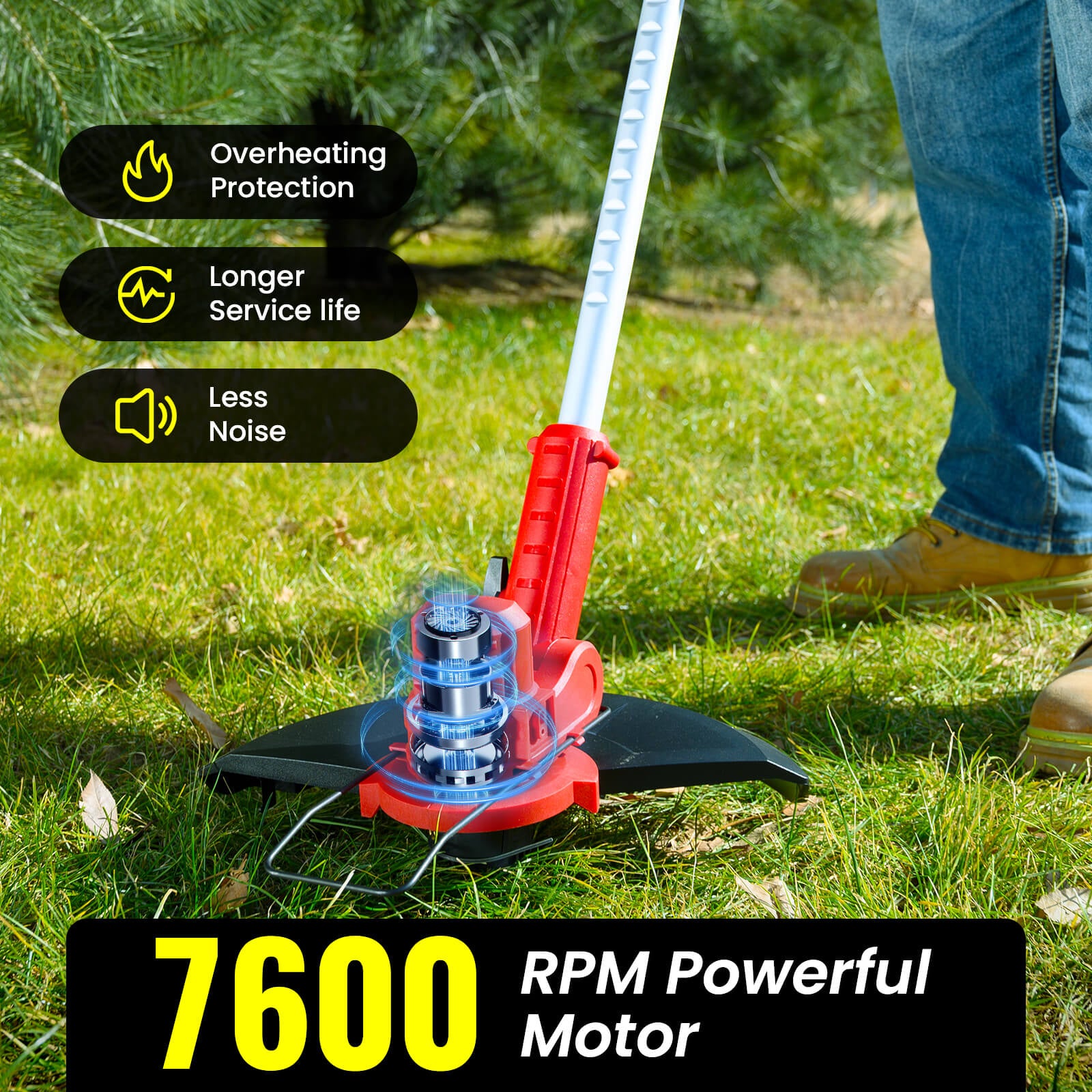 String Trimmer with Support Wheels 2 Batteries RGW100-5