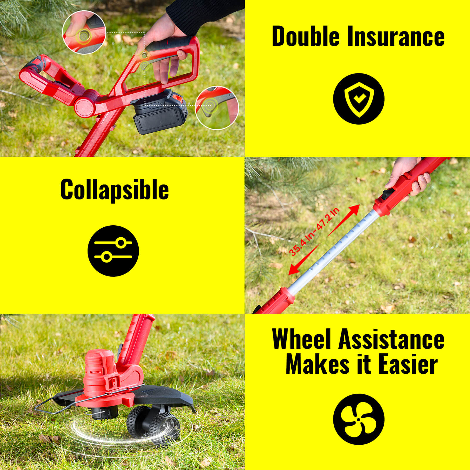 String Trimmer with Support Wheels 2 Batteries RGW100-6